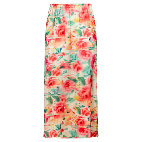 Point A-line Satin Skirt Printed