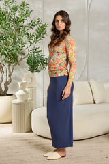 Point Maxi Lenght Slim Rib Skirt