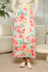 Point A-line Satin Skirt Printed