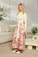 Point A-line Satin Skirt Printed
