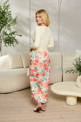 Point A-line Satin Skirt Printed