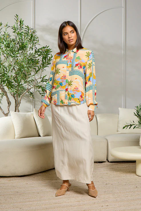 Point Brushed A-Line Skirt