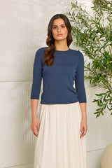 Point 3/4 Sleeve Crew Neck Pullover