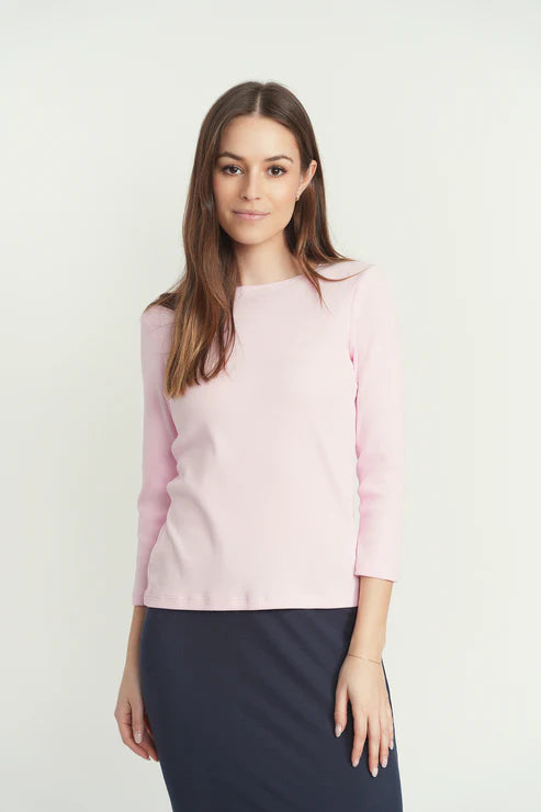 Point 3/4 Sleeve Crew Neck Pullover