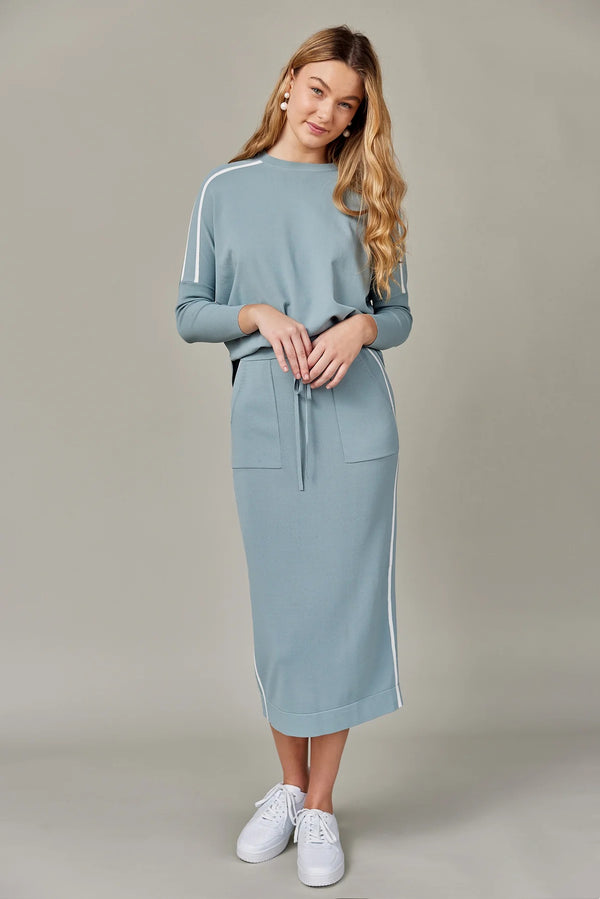 Stripe Midi Skirt Seafoam