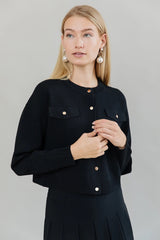 Cropped Knit Jacket W/Gld