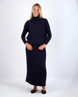 Knit Pleated Skirt Navy