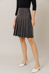 Denim Pleat Lght Blk Wash