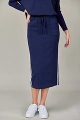 Stripe Midi Skirt Navy