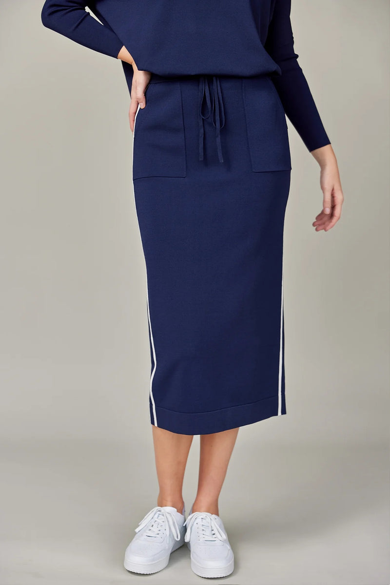 Stripe Midi Skirt Navy