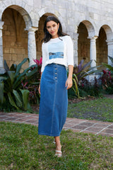 Pash Button Jean Skirt