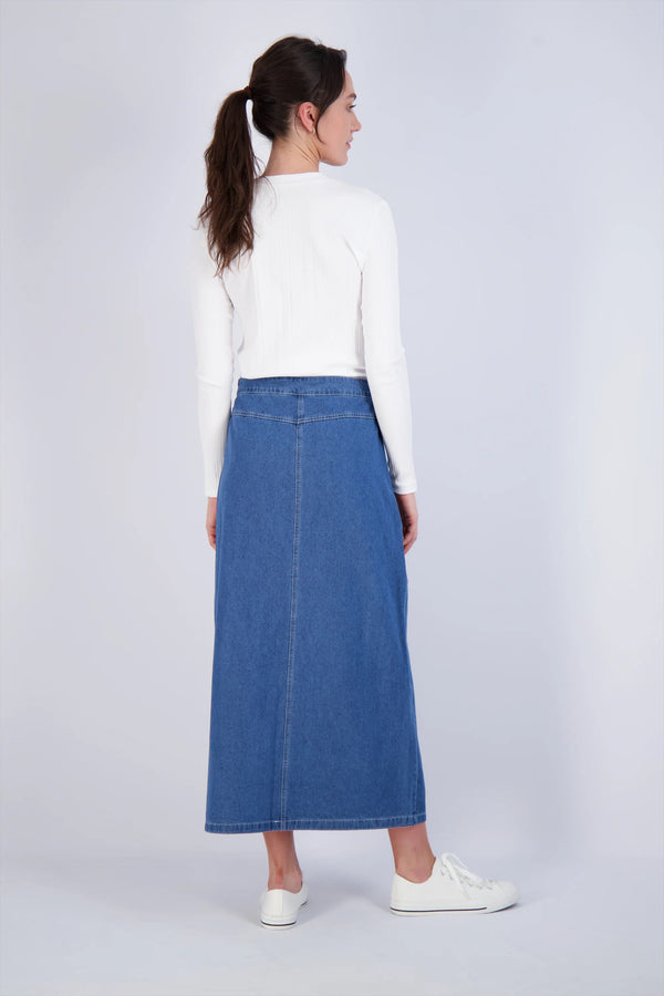 Pash Button Jean Skirt