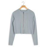 Point Zip Cropped Cardigan