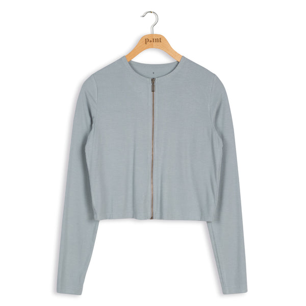 Point Zip Cropped Cardigan