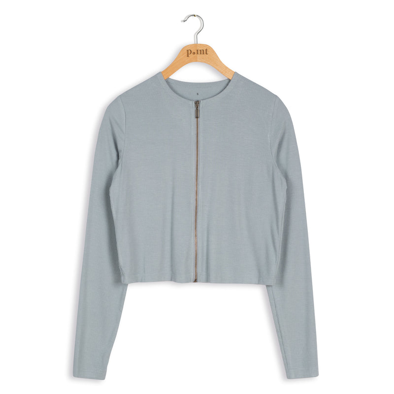 Point Zip Cropped Cardigan