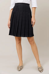 Denim Pleat Dk Blk Wash