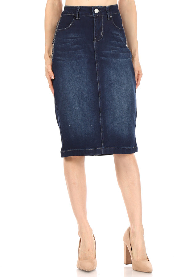 7611 Dk Indigo Denim Skirt