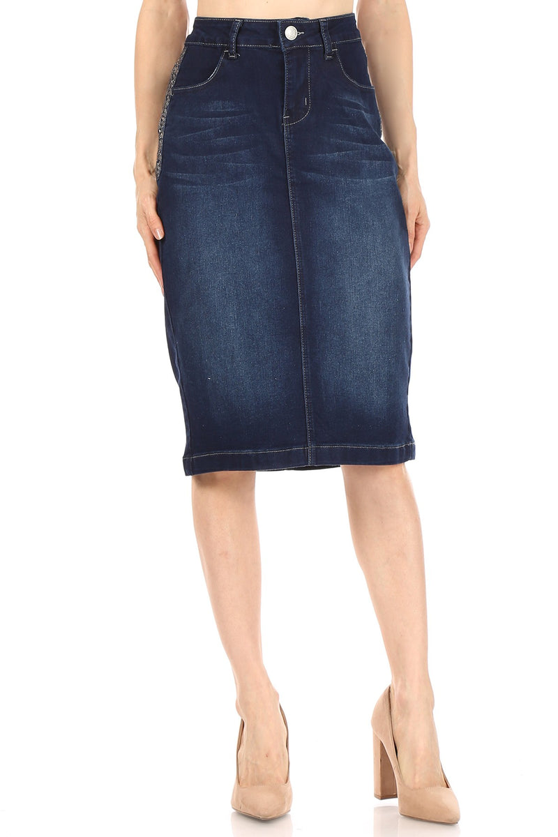 7611 Dk Indigo Denim Skirt