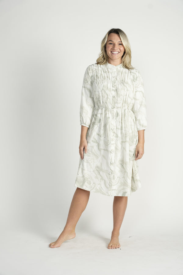 L2183-B Marble Dress Sea Foam