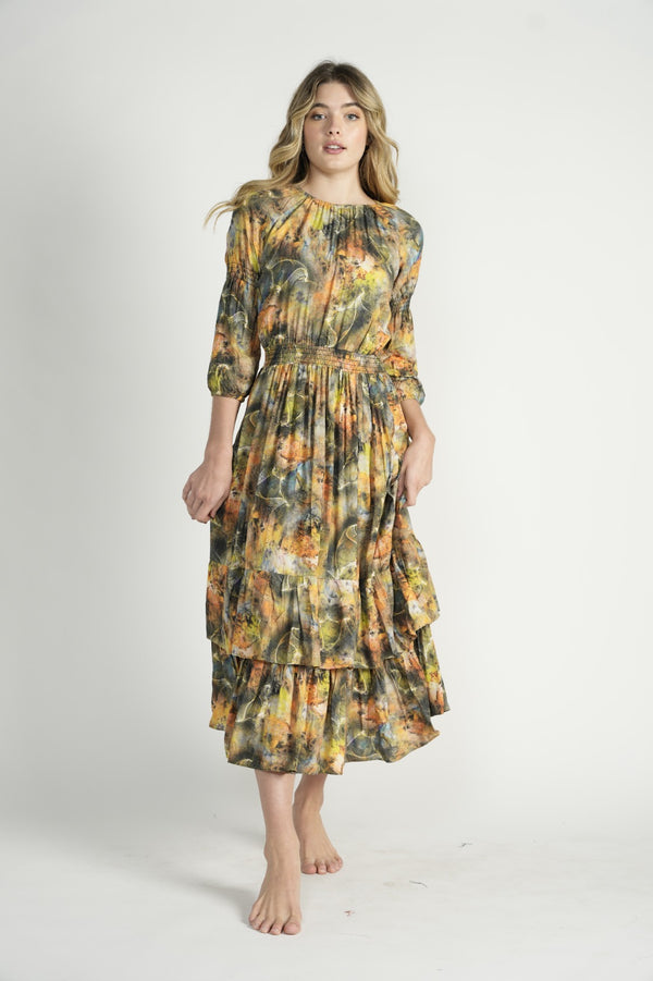 L2199-A Gold Multi Dress