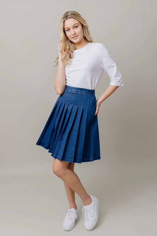 Denim Skirt Dark Wash 25"