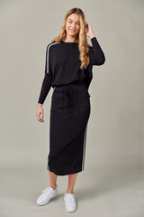 Stripe Midi Skirt Black