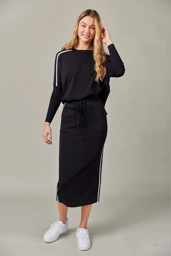 Stripe Midi Skirt Black
