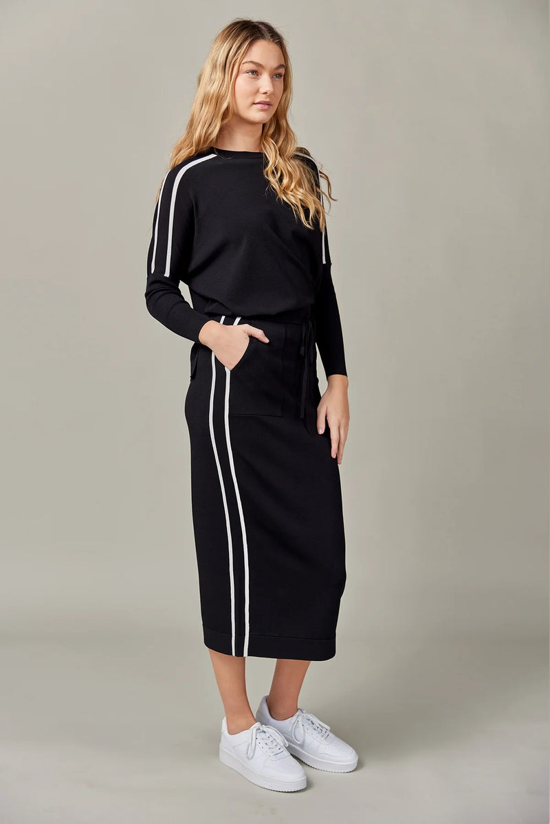 Stripe Midi Skirt Black