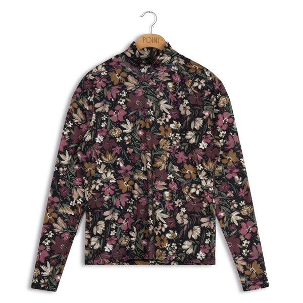 Printed Crop Mock Neck